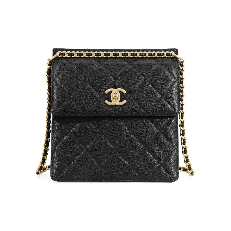 CHANEL Grain Embossed Calfskin Backpack Women's Black-0