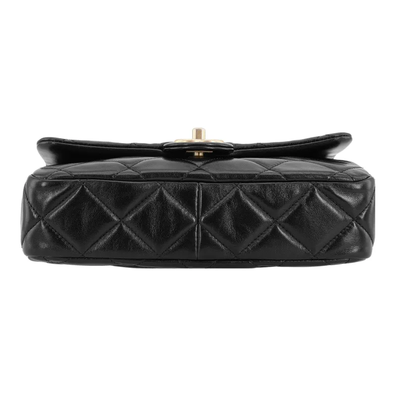 CHANEL Lambskin Flap Bag, Handbag, Shoulder Bag, Crossbody Bag Trumpets Women's Black-3