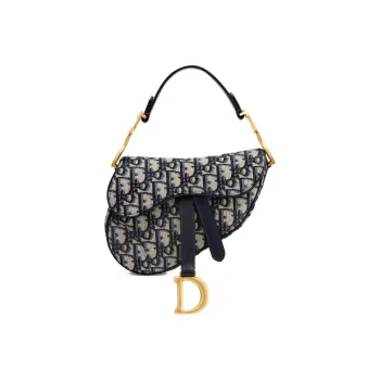 DIOR Saddle Canvas Saddle Bag, One Shoulder Handbag Mini Women's Denim Blue