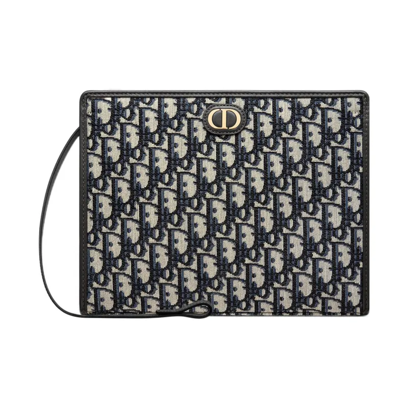 DIOR Montaigne Collection 30 Canvas Toiletry Bag Clutch 30 Women's Denim Blue-0