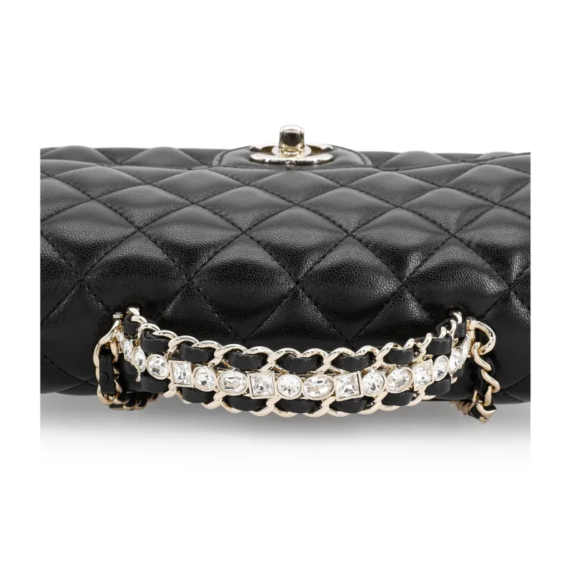 CHANEL Lambskin Chain Bag, Shoulder Bag, Crossbody Bag Mini Women's Black-4