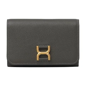 Chloe Marcie Grained Calfskin Wallet Medium Size Women's Elephant Gray