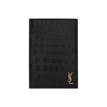 SAINT LAURENT Matte Finish Leather Wallet Men's Black