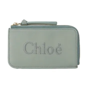 Chloe Shiny Calfskin Wallet Small Size Women's Gulf Green