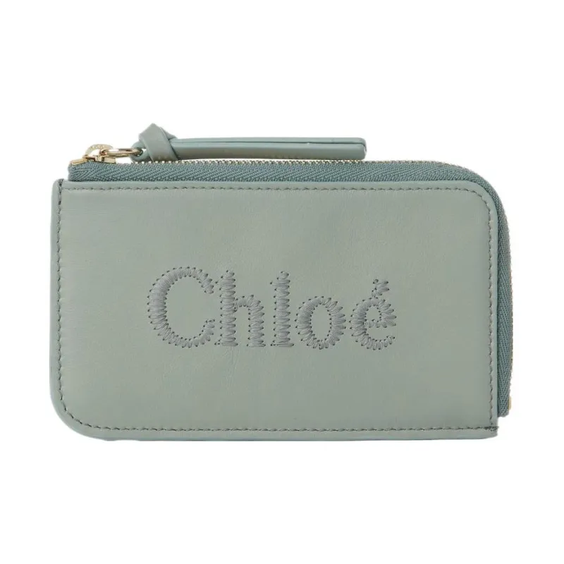 Chloe Shiny Calfskin Wallet Small Size Women's Gulf Green-0