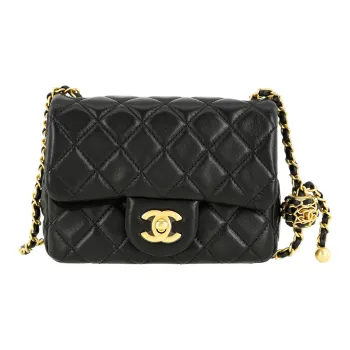 CHANEL 22SS Sheepskin Mini Square Flap Bag, Crossbody Bag, Shoulder Bag Women's Black