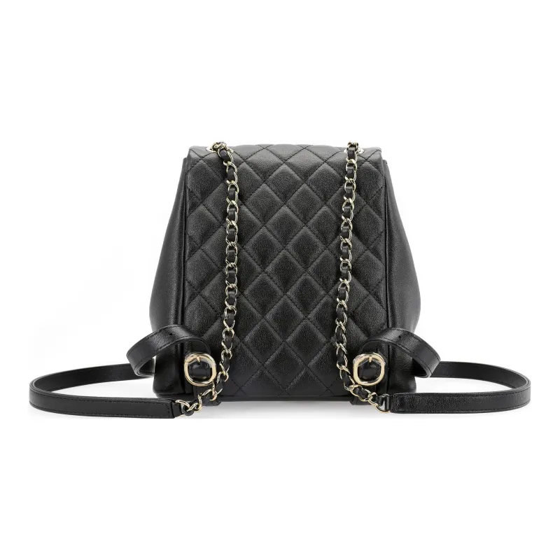 CHANEL Duma Calfskin Backpack Medium Size Women's Black-2