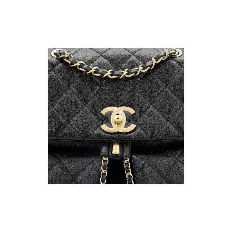 CHANEL Duma Calfskin Backpack Medium Size Women's Black-4