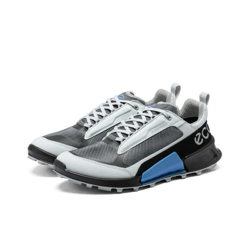 Ecco Step 2.1 Series Lightweight Low Top Casual Shoes Men's Concrete Gray Electric Blue-3
