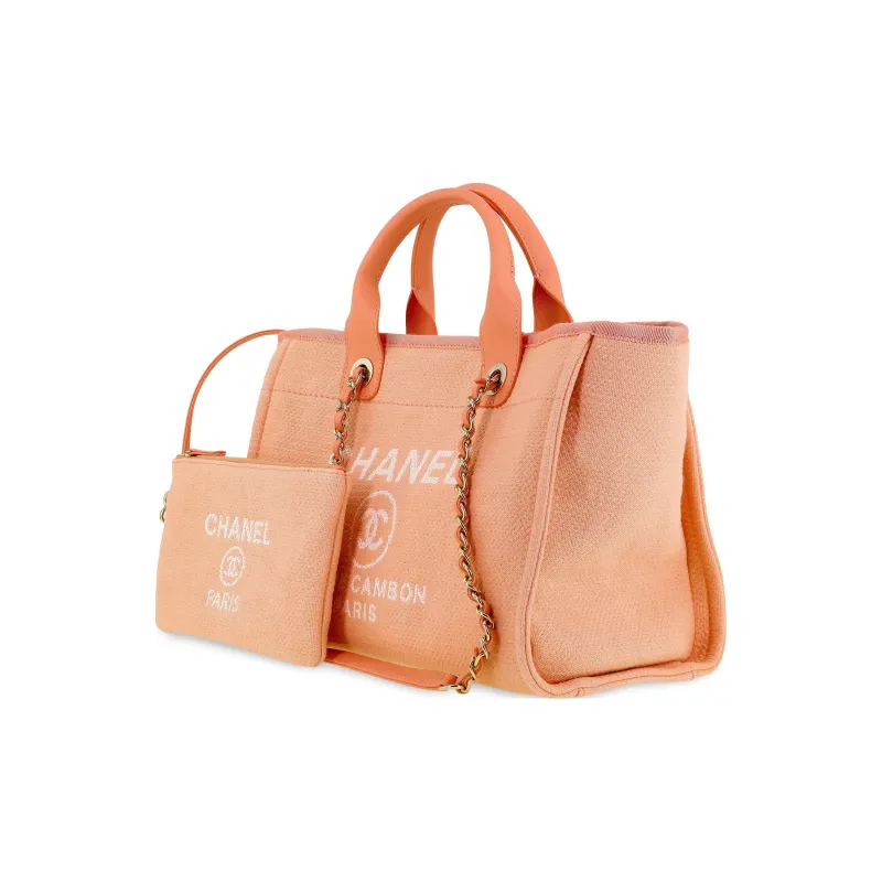 CHANEL Calfskin Tote Bag, Shopping Bag, Shoulder Bag, Crossbody Bag, Handbag Trumpets Women's Light Orange-1