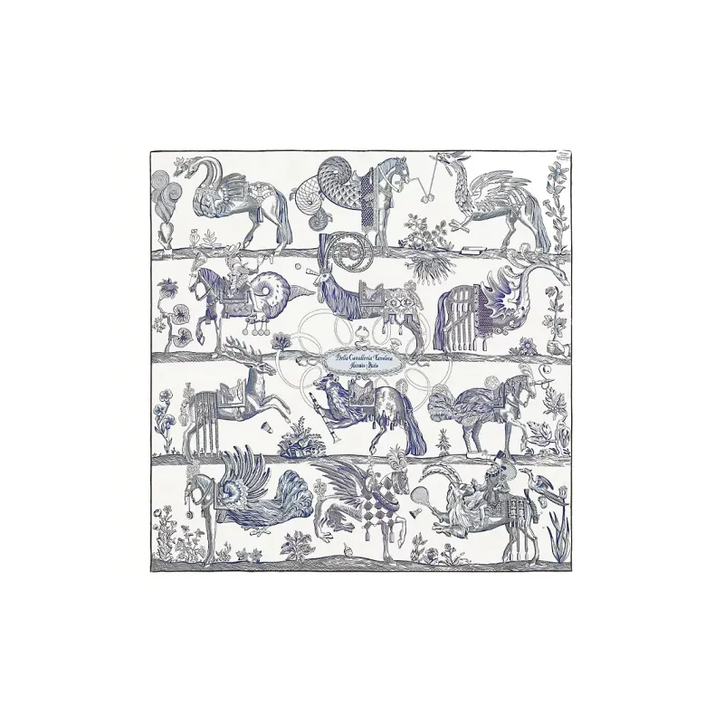 HERMES Della Cavalleria Silk Scarves Women's Multicolor-2