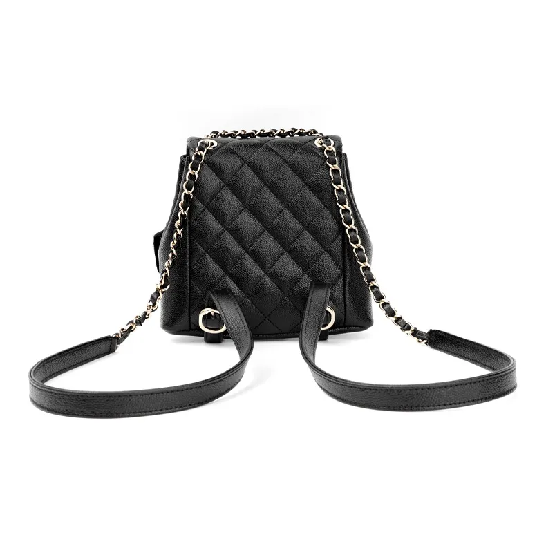 CHANEL Grain Embossed Cow Leather Backpack Trumpets Women's Black-2