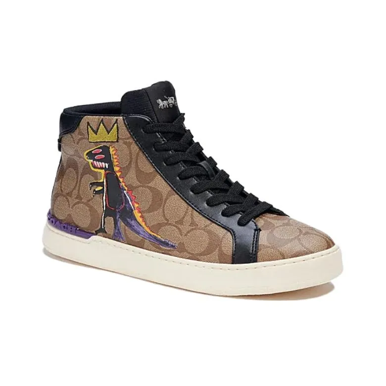 COACH Anti Slip Wear Resistant High Top Skateboard Shoes Men's Black-2