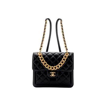 CHANEL Cow Leather Flap Backpack Women's Black