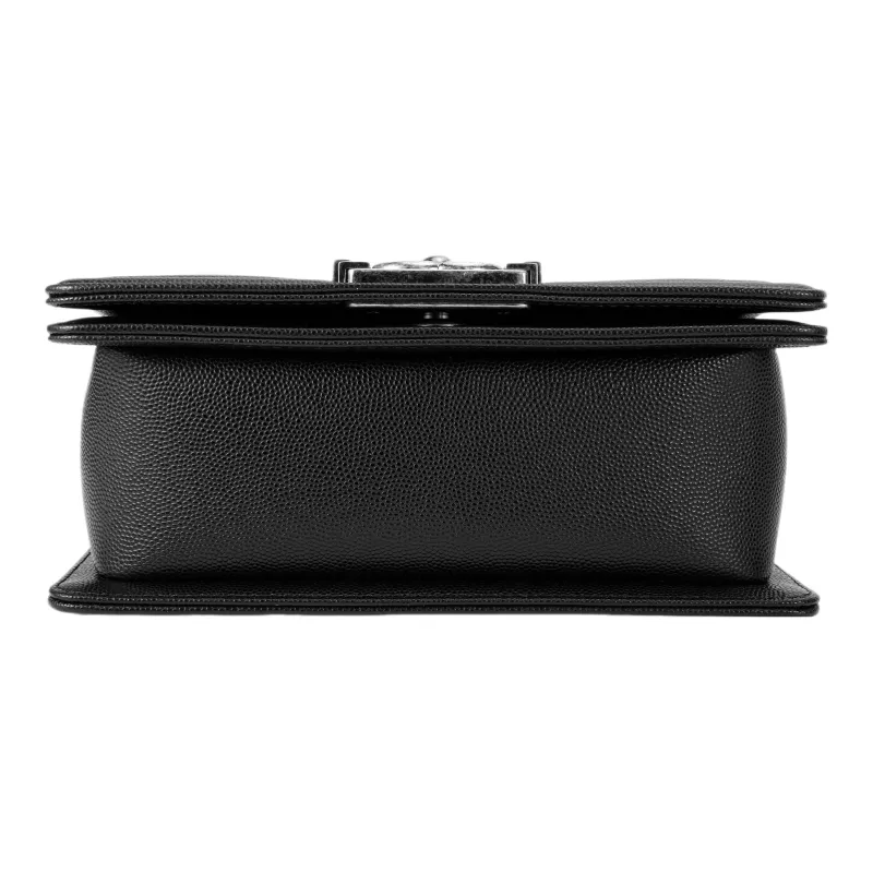 CHANEL Leboy Litchi Grain Cow Leather Handbag, Shoulder Bag, Crossbody Bag Trumpets Women's Black-3