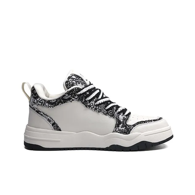 FACKRAM Wrapping Anti Slip Shock Absorbing And Wear Resistant Low Top Skateboard Shoes Men's Beige Black-1