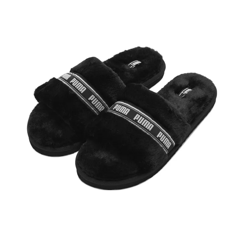 PUMA Fluff Bx Slippers 'Black White' Women's-1