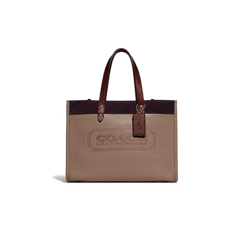 COACH Field Leather Crossbody Bag, Tote Bag, Shopping Bag, Handbag Tubas Unisex Milk Tea-0