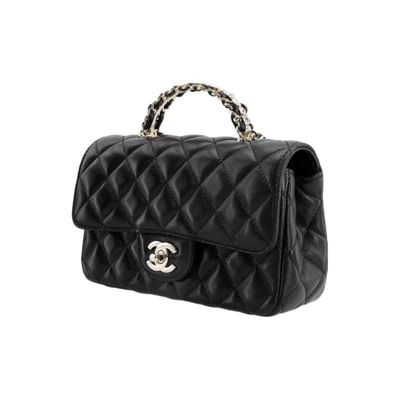 CHANEL Lambskin Chain Bag, Shoulder Bag, Crossbody Bag Mini Women's Black-1
