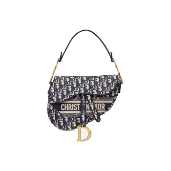 DIOR Saddle Bag Blue DIOR Oblique Embroidery