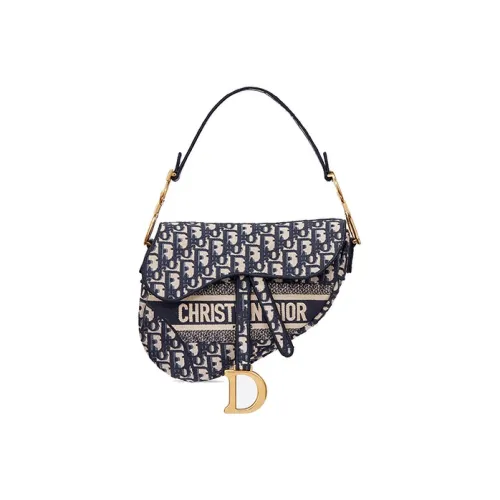 DIOR Saddle Bag Blue Dior Oblique Embroidery