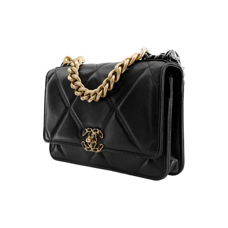 CHANEL 19Bag Sheepskin Chain Bag Shoulder Bag Crossbody Bag Regular Women's Black-1