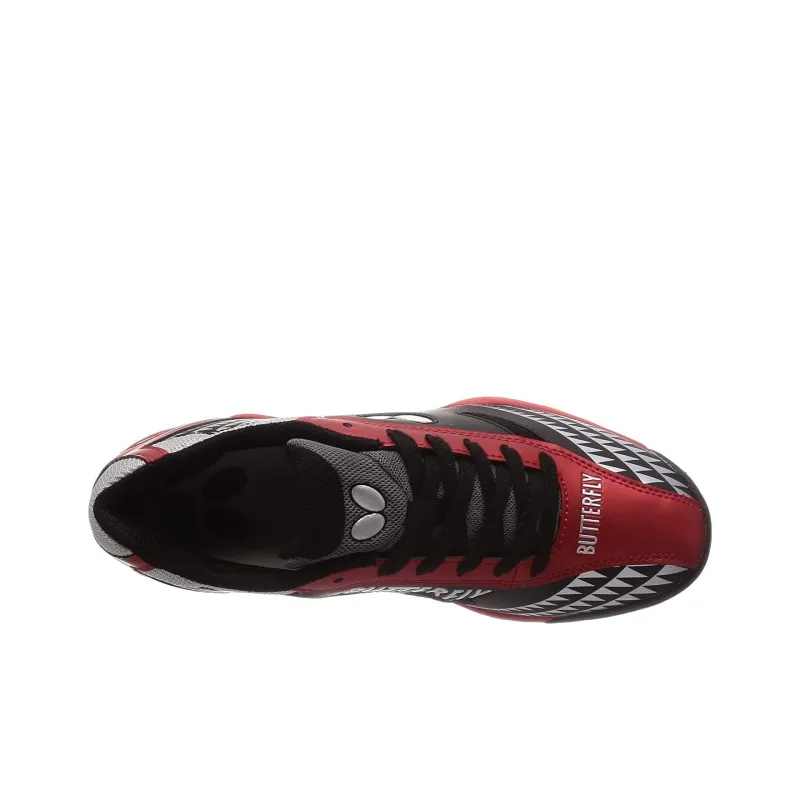 Butterfly LEZOLINE Anti Slip Wear Resistant Low Top Training Shoes Unisex Black Red-3