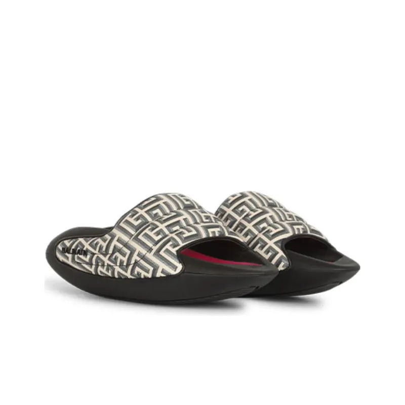BALMAIN B-IT Coated Canvas Monogram Mules-1