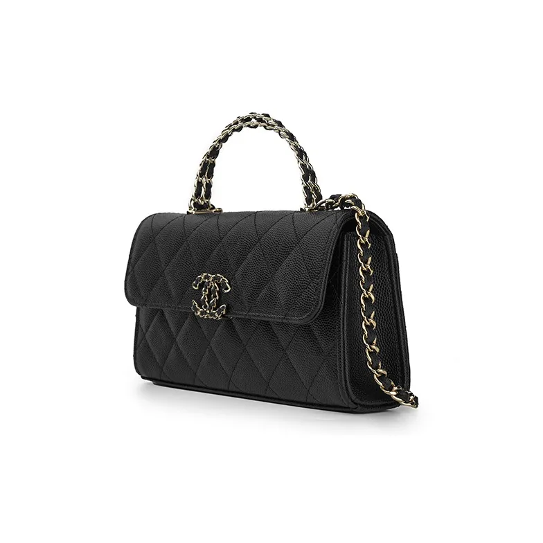 CHANEL Grain Embossed Cow Leather Flap Bag, Shoulder Bag, Crossbody Bag, Handbag Tubas Women's Black-1