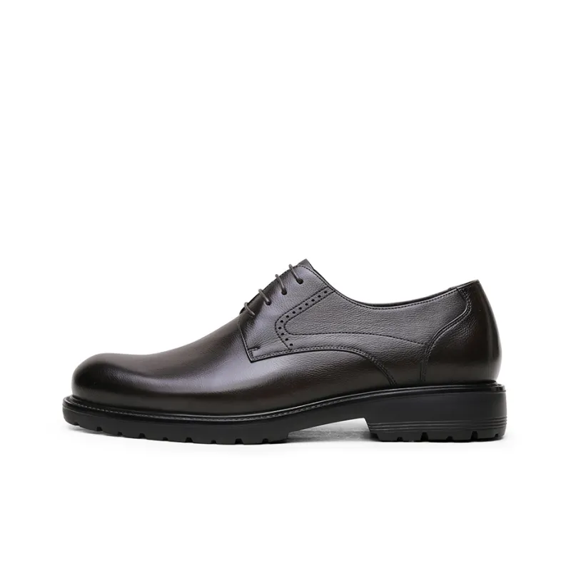 GOLDLION Dress Shoes Men Low Top Black/Coffee-5
