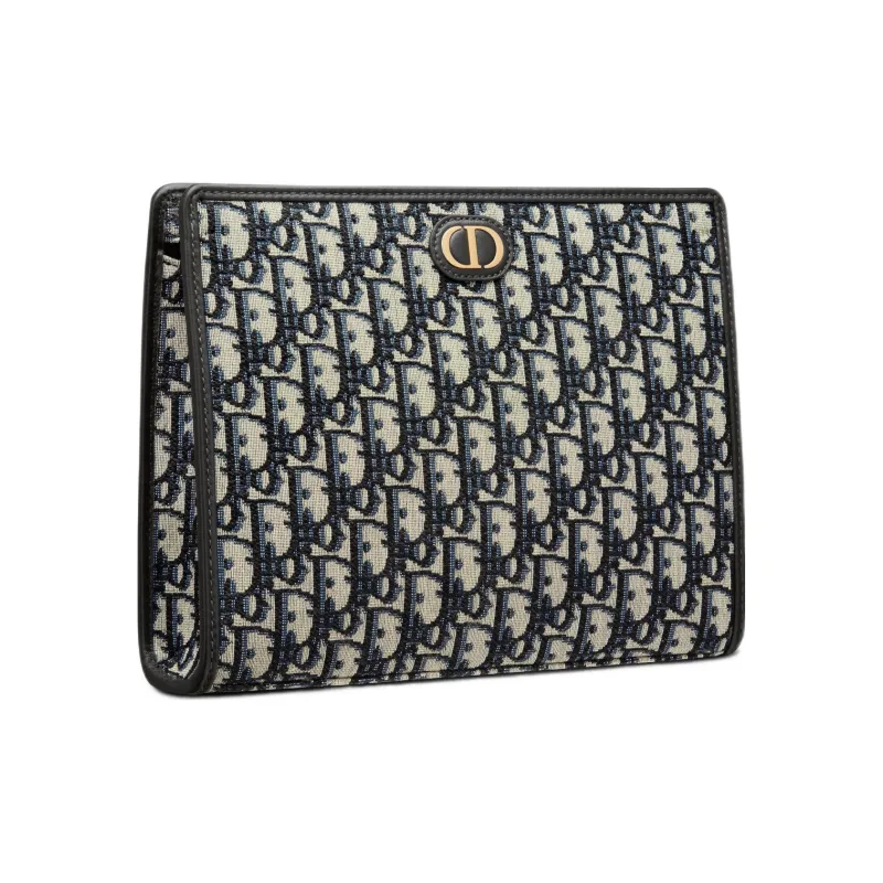 DIOR Montaigne Collection 30 Canvas Toiletry Bag Clutch 30 Women's Denim Blue-1