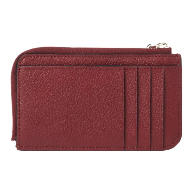 Chloe Alphabet Grained Calfskin Coin Purses Wallets Small Size Women's Dark Purple Red-1