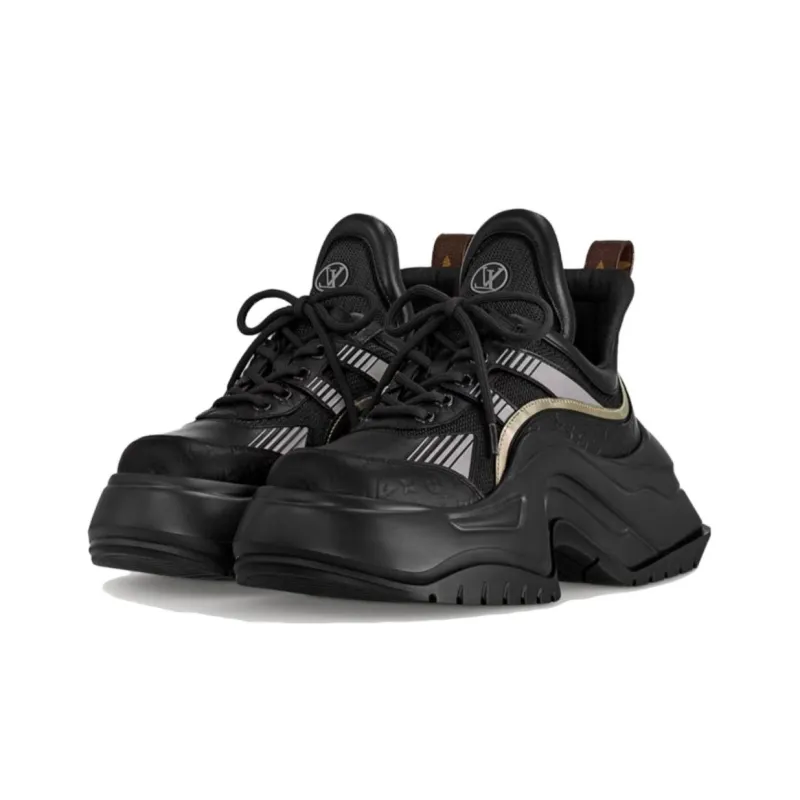 LOUIS VUITTON Slip Resistant Low Top Chunky Sneakers Women's Black-2