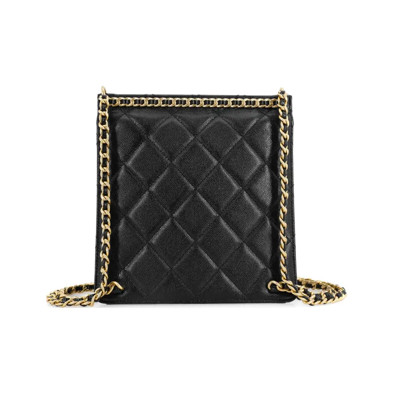 CHANEL Grain Embossed Calfskin Backpack Women's Black-2