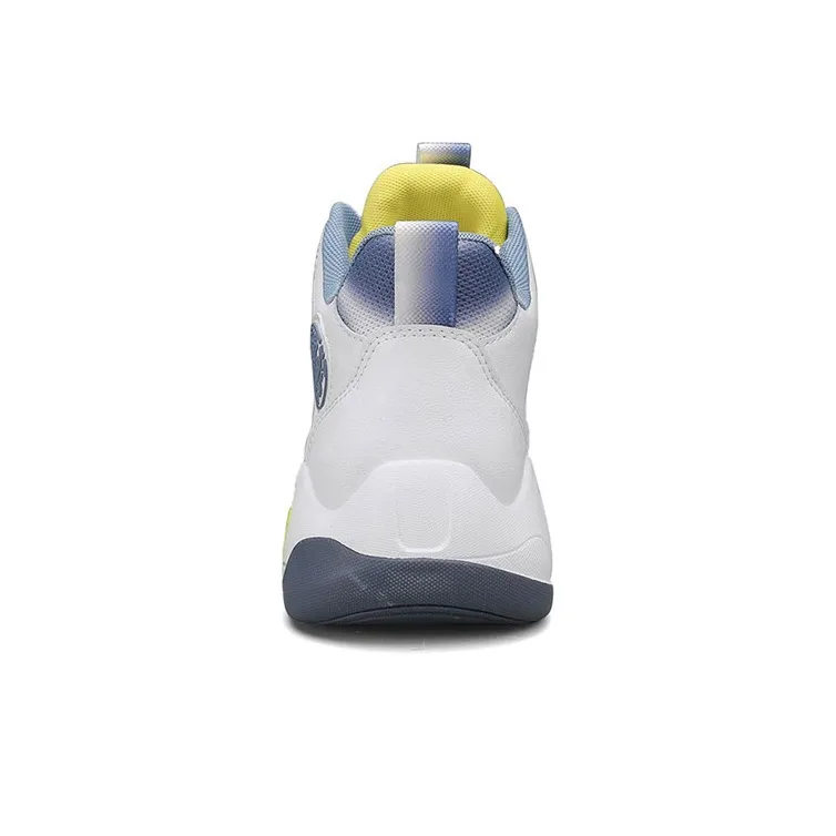 Warrior Height Enhancing Wear Resistant Lightweight Mid Top Basketball Shoes Men's Beige Blue-4