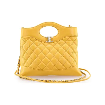 CHANEL Cow Leather Shoulder Bag, Crossbody Bag, Handbag Mini Women's Yellow