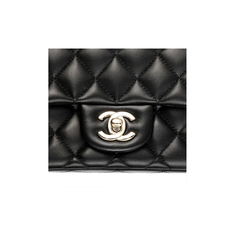 CHANEL Classic Flap CF Sheepskin Crossbody Bag, Shoulder Bag Mini Women's Black-4