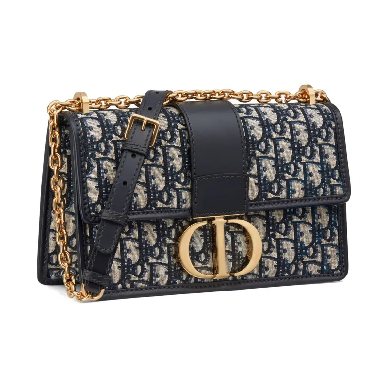 DIOR 30 Montaigne Chain Bag Blue DIOR Oblique Jacquard-1