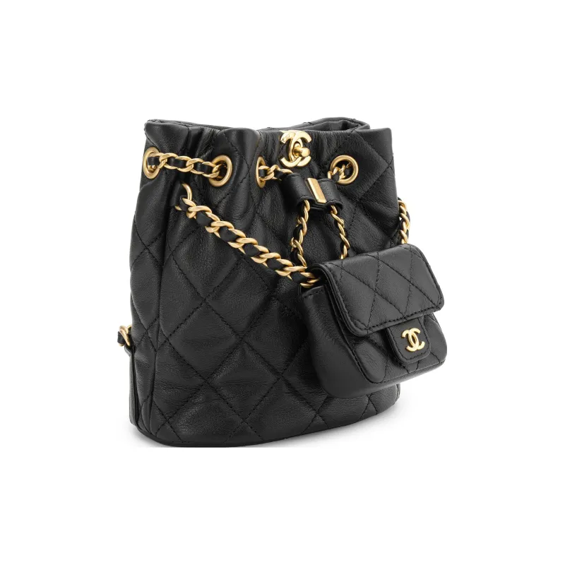CHANEL CC Logo Canvas Enamel Hand Bag Pink Beige