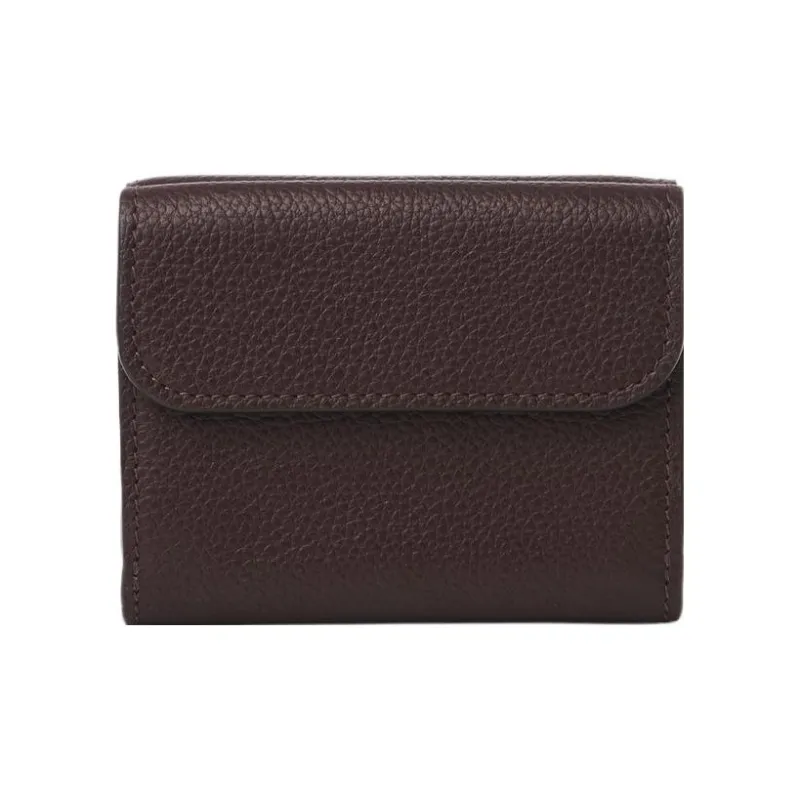 Chloe Marcie Grained Calfskin Card Holder Wallet Small Size Women's Dark Purple Violet-1