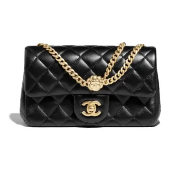 CHANEL Sheepskin Chain Bag Shoulder Bag Crossbody Bag Mini Women's Black