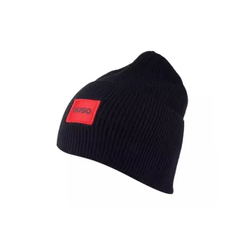HUGO BOSS Logo-Patch Ribbed Beanie