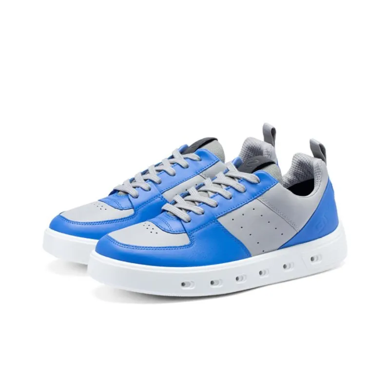 Ecco Street 720 Series Breathable Low Top Skateboard Shoes Men's Electric Blue Dove Gray-3