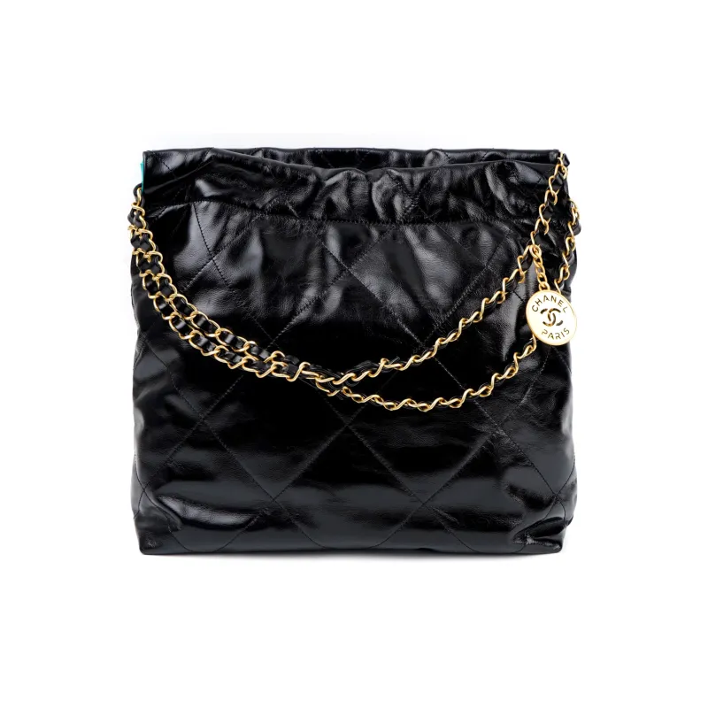 CHANEL 22Bag Small Handbag Shoulder Bag Shiny Calfskin Black-2