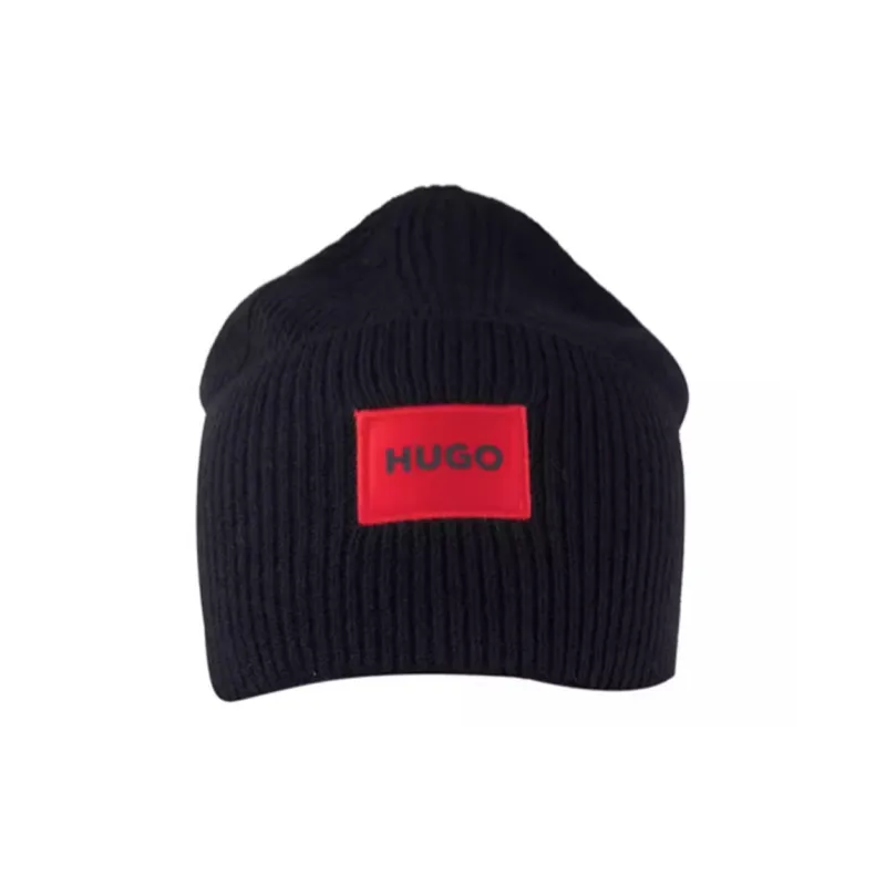 HUGO BOSS Logo Patch Ribbed Beanie-1
