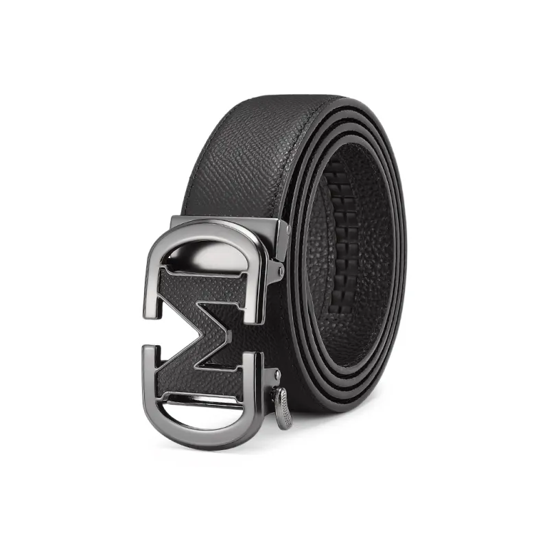 FAIRWHALE Brand Logo Automatic Buckle Cow Leather Belts Men's Width 3.5CM-1