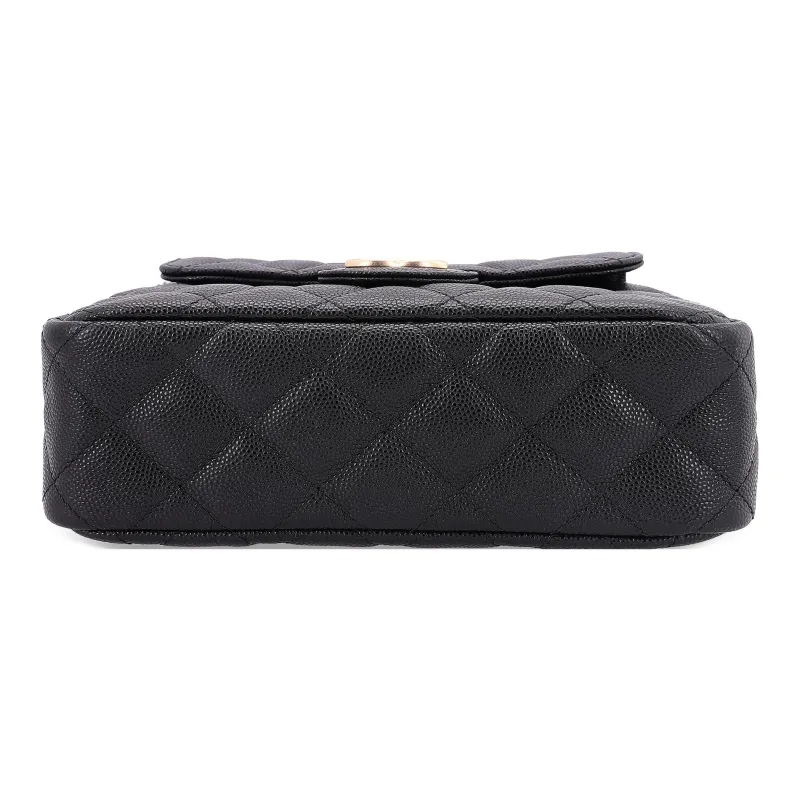 CHANEL 23P Spring Summer HOBO Grain Embossed Cow Leather Hobo Bag, Crossbody Bag, Shoulder Bag Trumpets Women's Black-3