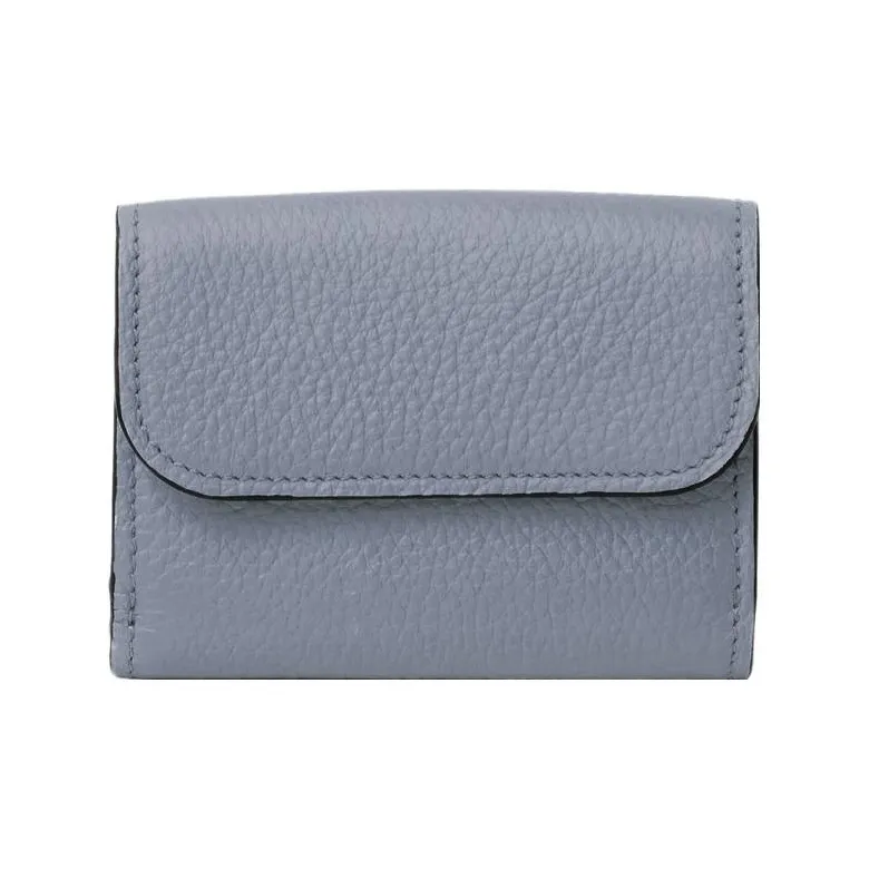 Chloe Alphabet Grained Calfskin Card Holder Wallet Mini Women's Storm Blue-1