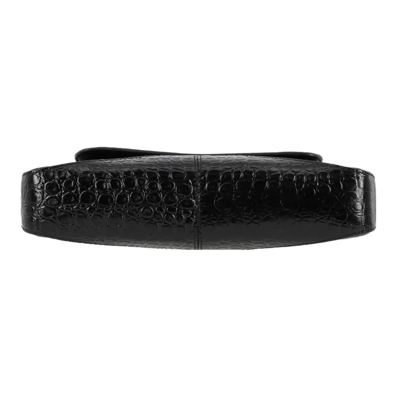 Balenciaga Xx Crocodile Embossed Flap Bag Small Black-5