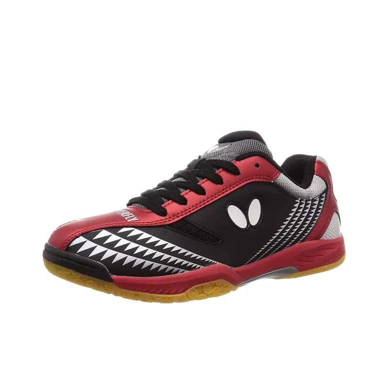Butterfly LEZOLINE Anti Slip Wear Resistant Low Top Training Shoes Unisex Black Red-2